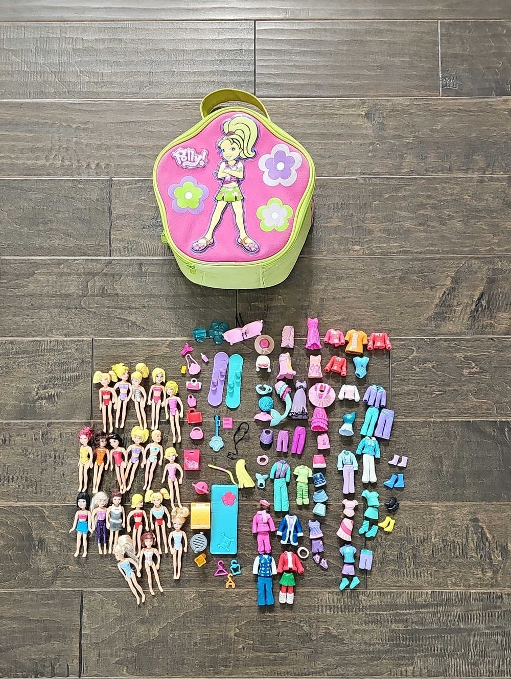 Vintage Polly Pocket Dolls, Clothes, Accessories & 2003 Carrying Case